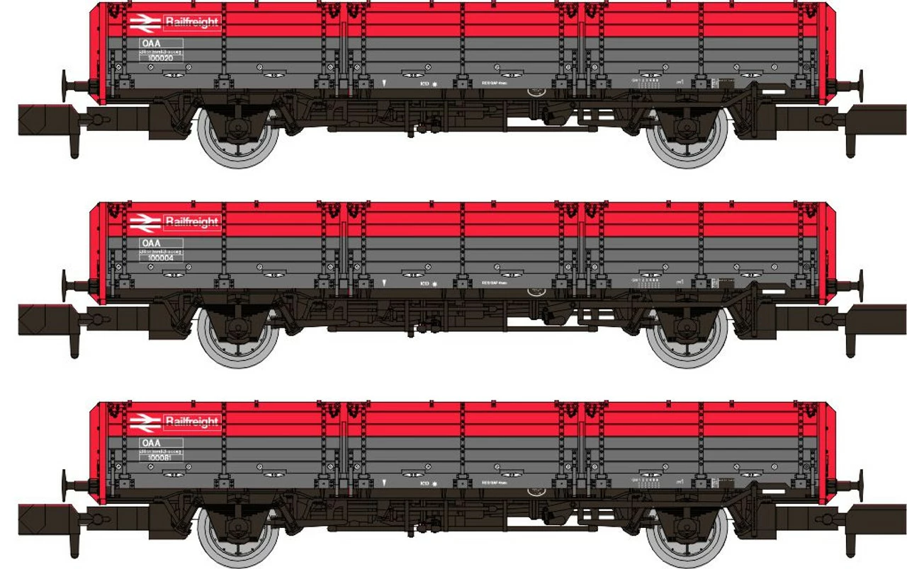Rapido Trains N Gauge OAA Triple Pack - BR Railfreight Red/Grey Pack 1 956003 1 Rapido Trains N Gauge OAA Triple Pack - BR Railfreight Red/Grey Pack 1 956003