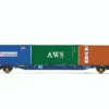 Hornby OO Gauge Touax, KFA Container Wagon With 3 X 20' Containers - R60131