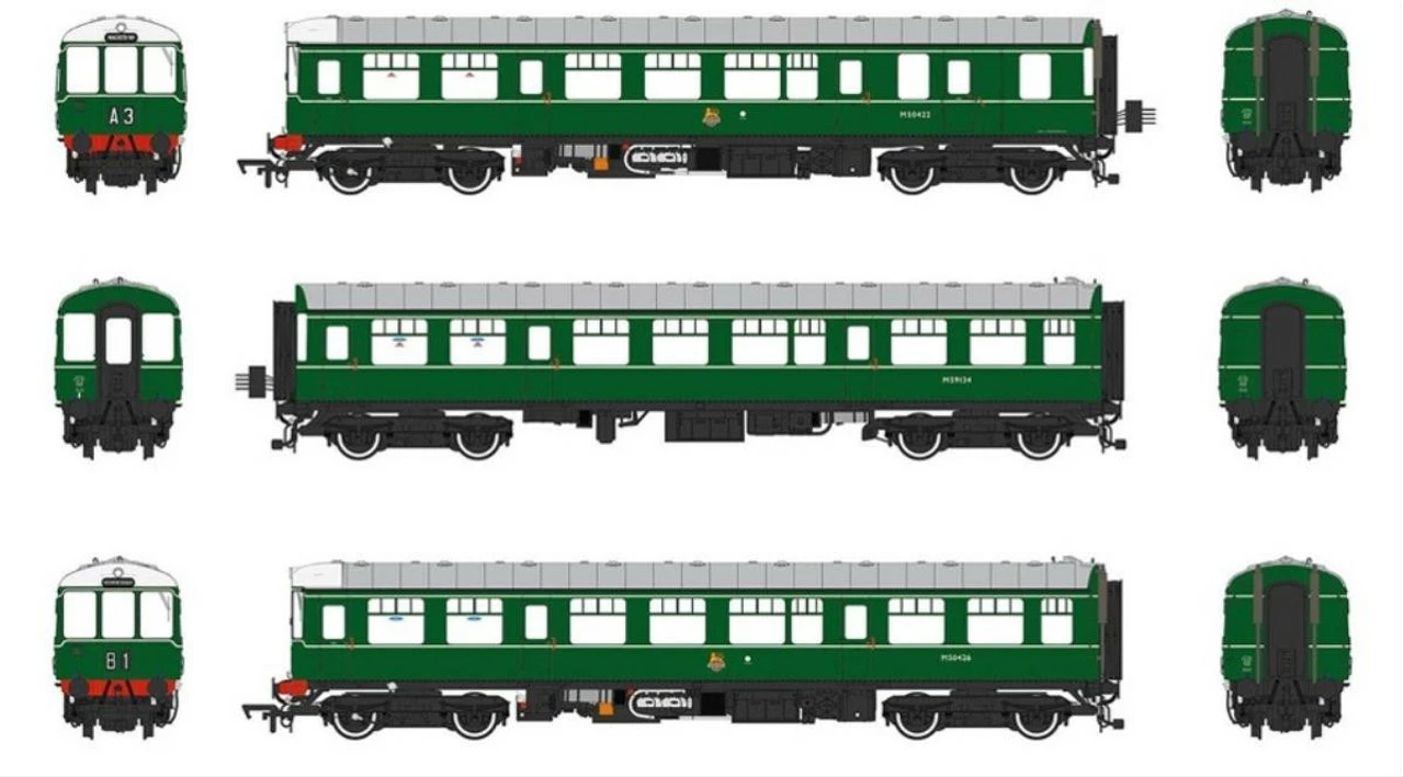 Heljan OO Gauge Class 104 3 Car DMU M50422/M59134/M50426 BR Early Green 1450 1 Heljan OO Gauge Class 104 3 Car DMU M50422/M59134/M50426 BR Early Green 1450