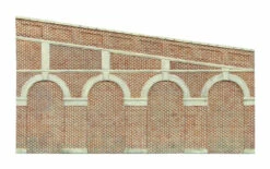 Hornby OO Gauge High Stepped Arched Retaining Walls X 2 (Red Brick) R7374